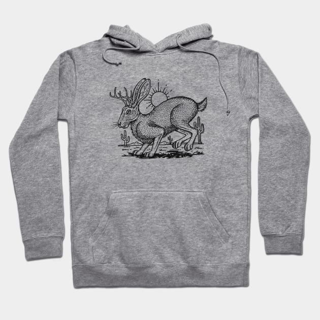 Jackalope In Texas Desert Hoodie by Dima Kruk